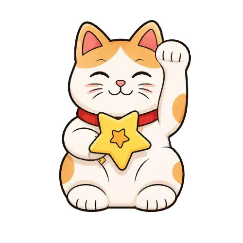 Le chat porte-bonheur de RockTheCards, une étoile entre les pattes